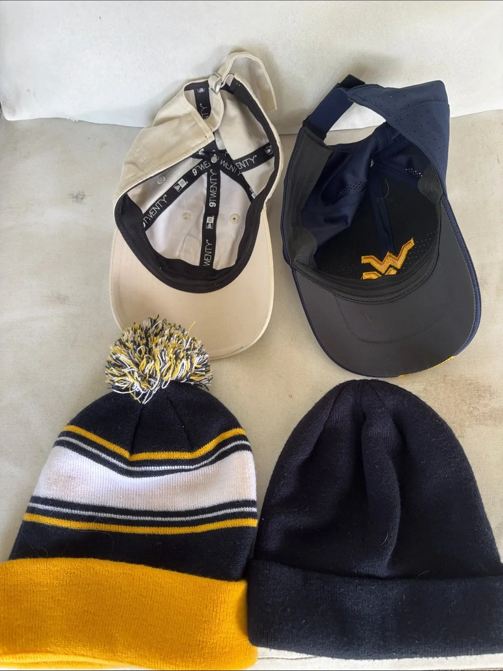 Nike WVU Navy & Gold Baseball Cap and Beanie Set